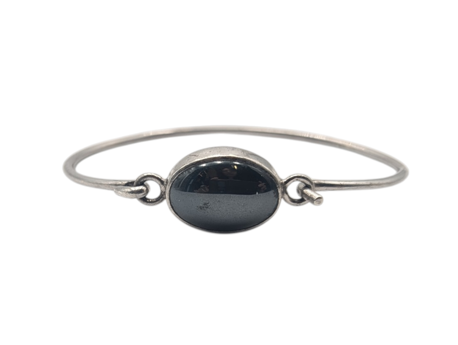 Bangle Sterling Silver w/ Hematite Cabochon