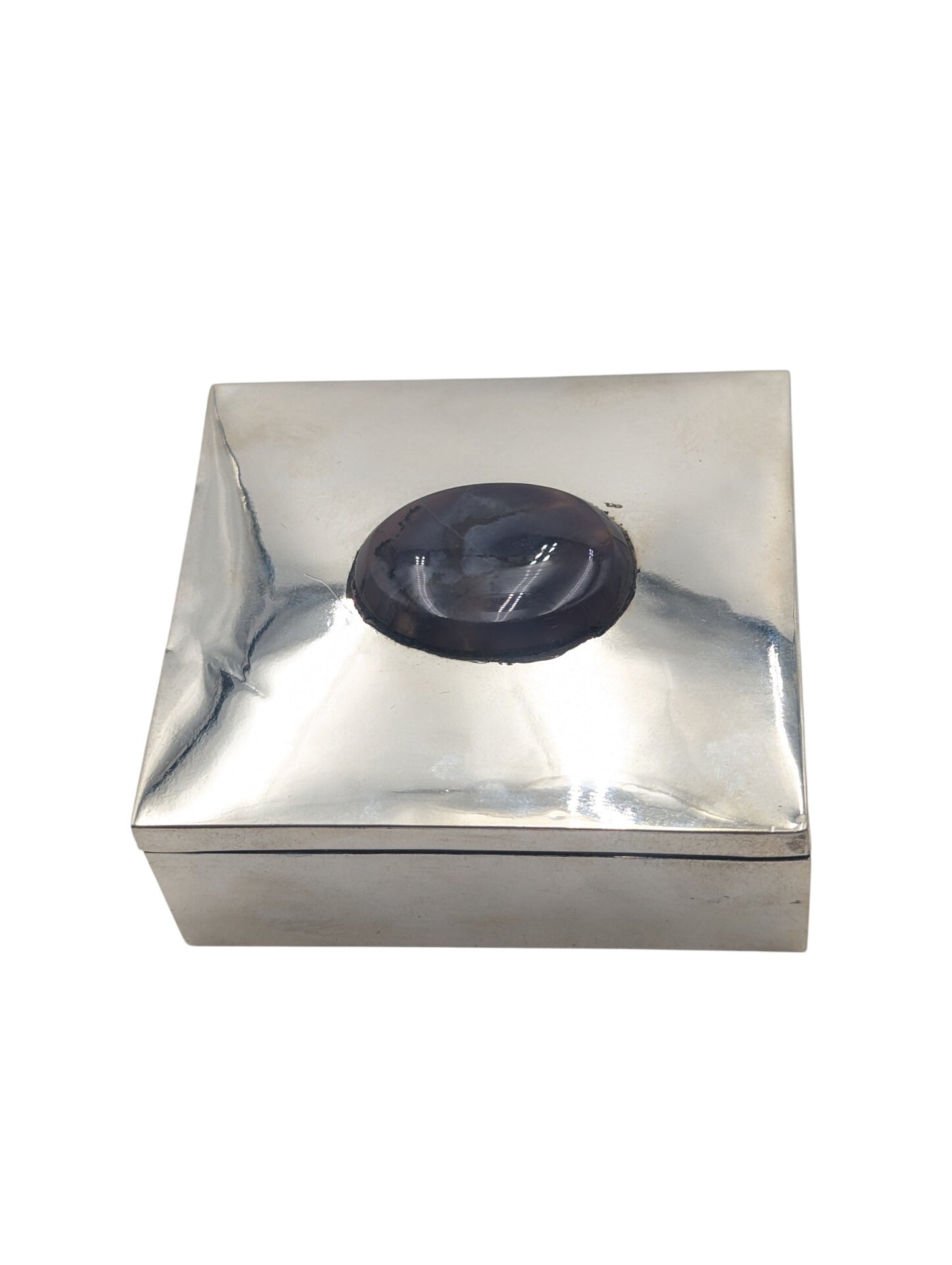 Jewelry Box Sterling Silver w/ Center Stone TAXCO