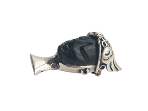 Pin Sterling Silver Large w/ Malachite Stone "Mercury"