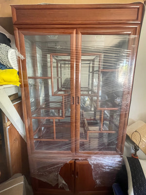 Chinese Rosewood Curio Display Cabinet & Bookcase Lighting