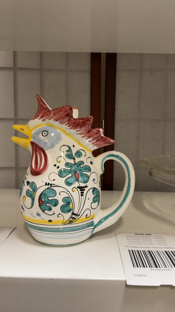 Porcelain Rooster Pitcher Itallian