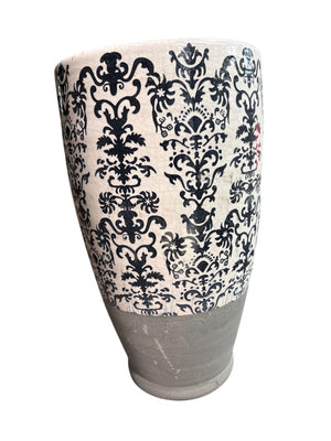 Pottery Barn Decorative Damask Pattern Vase