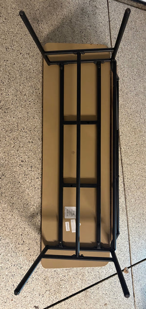 Wooden Bench with Metal Trim