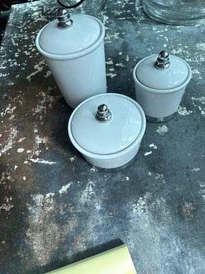 Pottery Barn Set of Three Bathroom Canisters