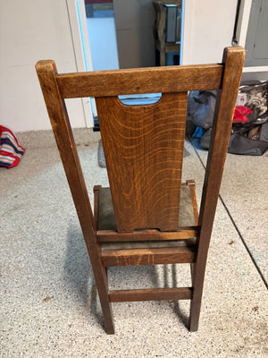 Wooden Chair with Leather Seat repaired