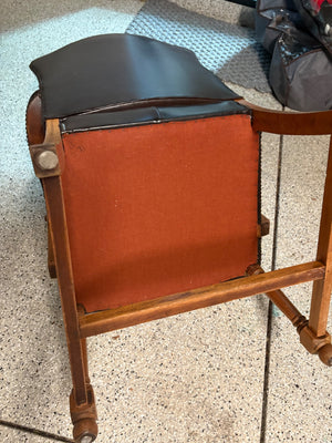 Brown Leather Wooden Chair with Grommets