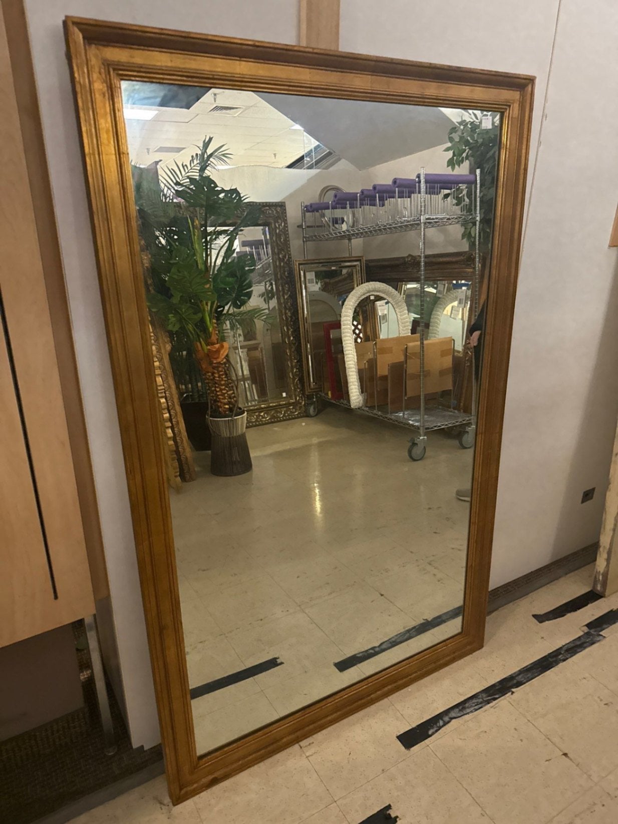 Large Antique Wood Framed Mirror