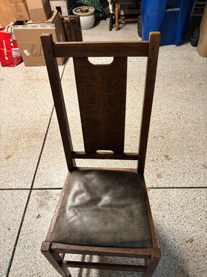 Wooden Chair with Leather Seat repaired