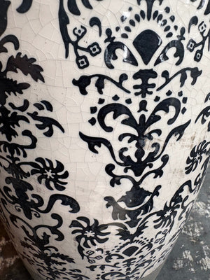 Pottery Barn Decorative Damask Pattern Vase