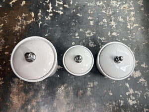 Pottery Barn Set of Three Bathroom Canisters