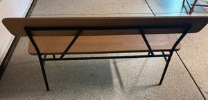 Wooden Bench with Metal Trim