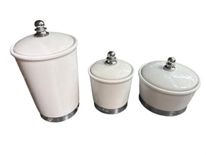 Pottery Barn Set of Three Bathroom Canisters