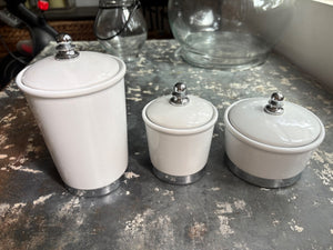 Pottery Barn Set of Three Bathroom Canisters