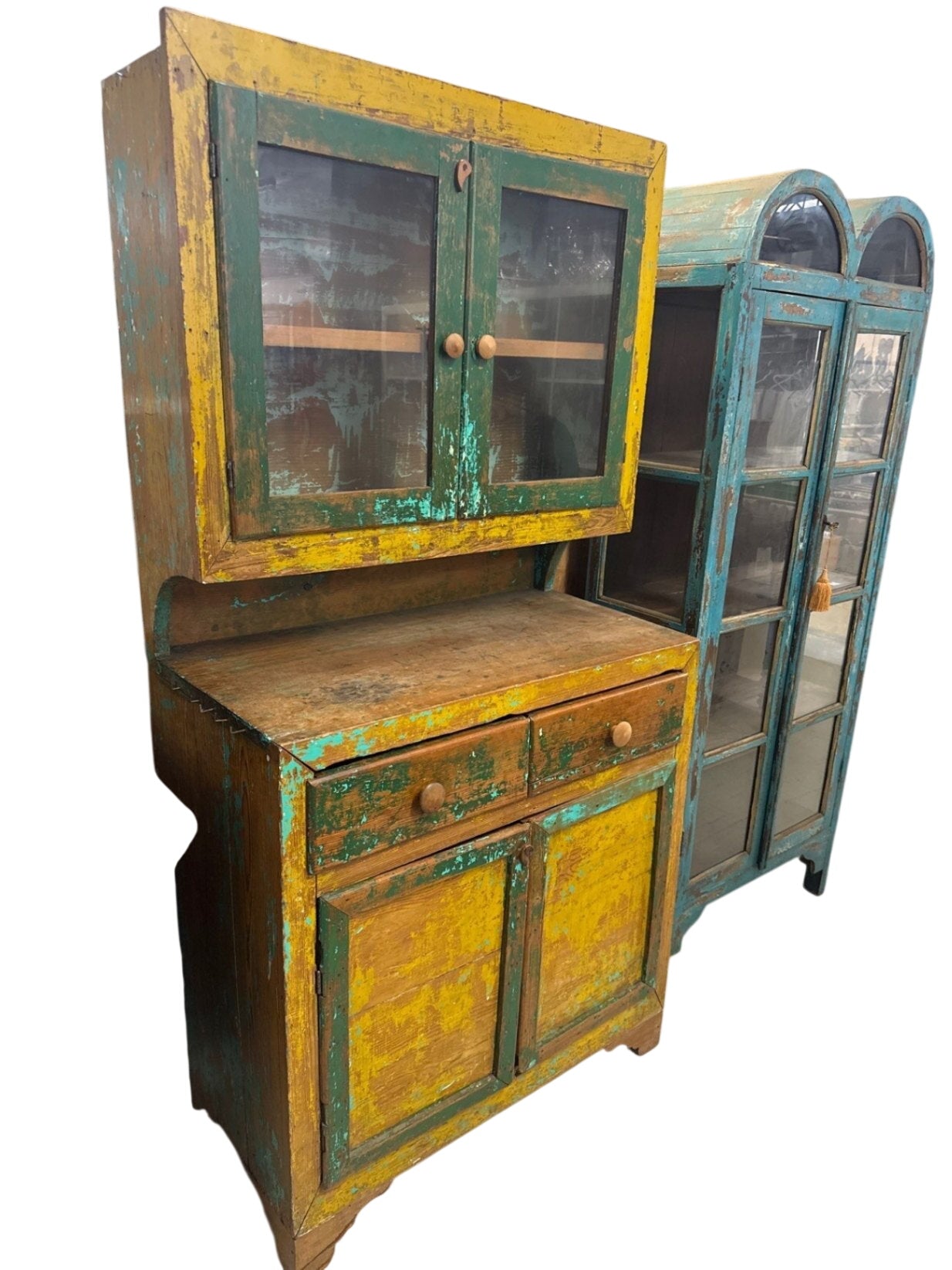 Antique Pine Naturally Distressed Kitchen Cabinet