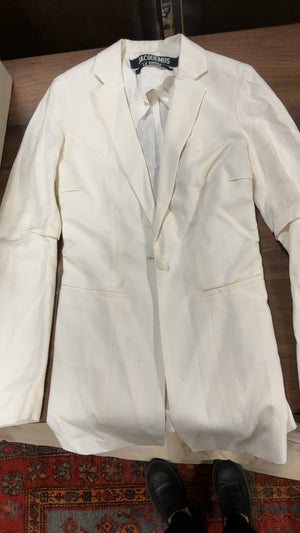 Jacquemus La Riviera White Viscose Blazer (small stain)