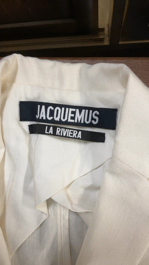 Jacquemus La Riviera White Viscose Blazer (small stain)