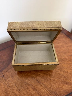 Castilian Porcelain & Brass Faux Shagreen Box