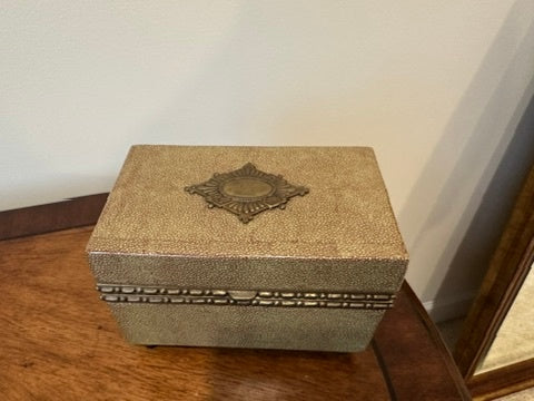 Castilian Porcelain & Brass Faux Shagreen Box