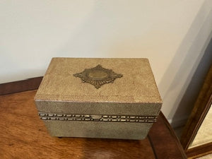 Castilian Porcelain & Brass Faux Shagreen Box