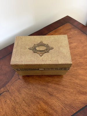 Castilian Porcelain & Brass Faux Shagreen Box