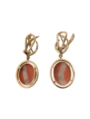 Earrings 14k Yellow Gold Clip In w/ Coral