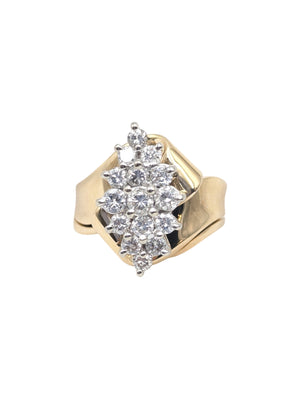 Ring 14k Yellow Gold Multi-Set Diamonds Oval Shape