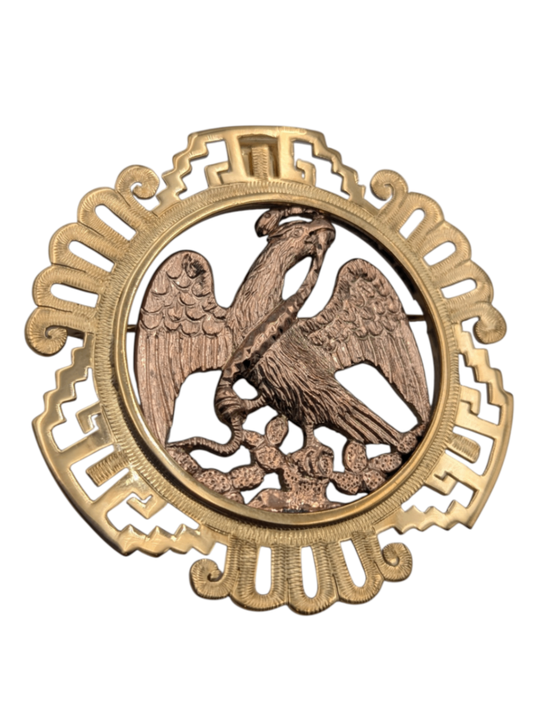 Pendant/Brooch 18k Yellow & Rose Gold Mexican Eagle