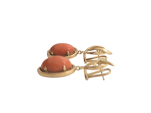 Earrings 14k Yellow Gold Clip In w/ Coral