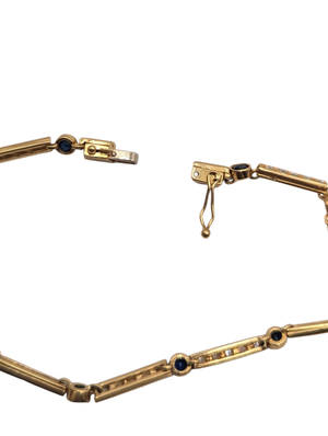 Bracelet 18k Yellow Gold w/ Diamonds & Sapphires