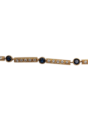 Bracelet 18k Yellow Gold w/ Diamonds & Sapphires