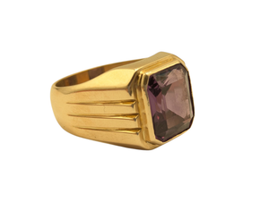 Ring 14k Rose Gold w/ Large Emerald Cut Amethyst.