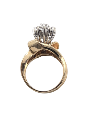 Ring 14k Yellow Gold Multi-Set Diamonds Oval Shape