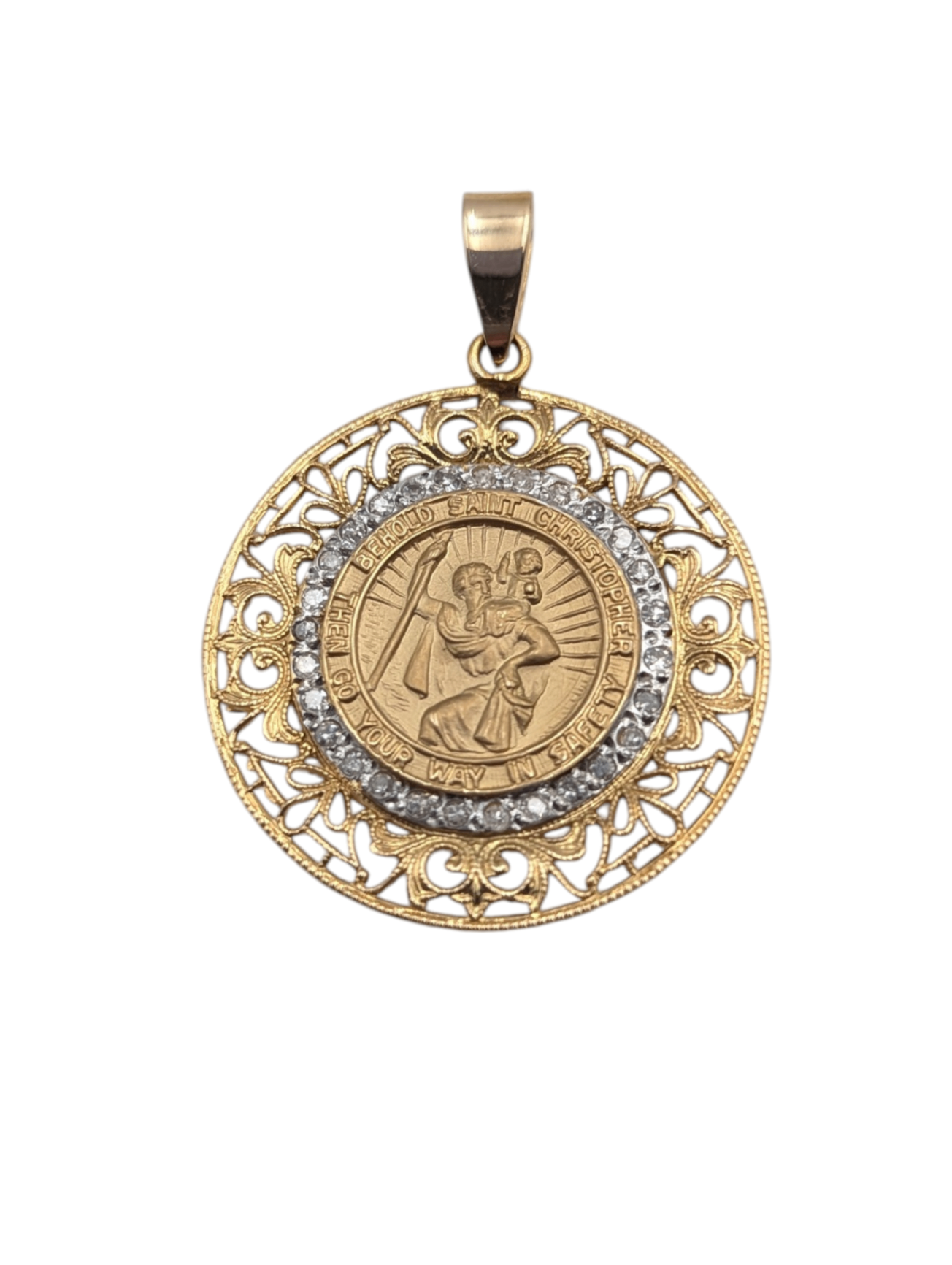 Pendant 14k Yellow Gold St. Christopher w/ Diamonds