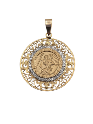 Pendant 14k Yellow Gold St. Christopher w/ Diamonds