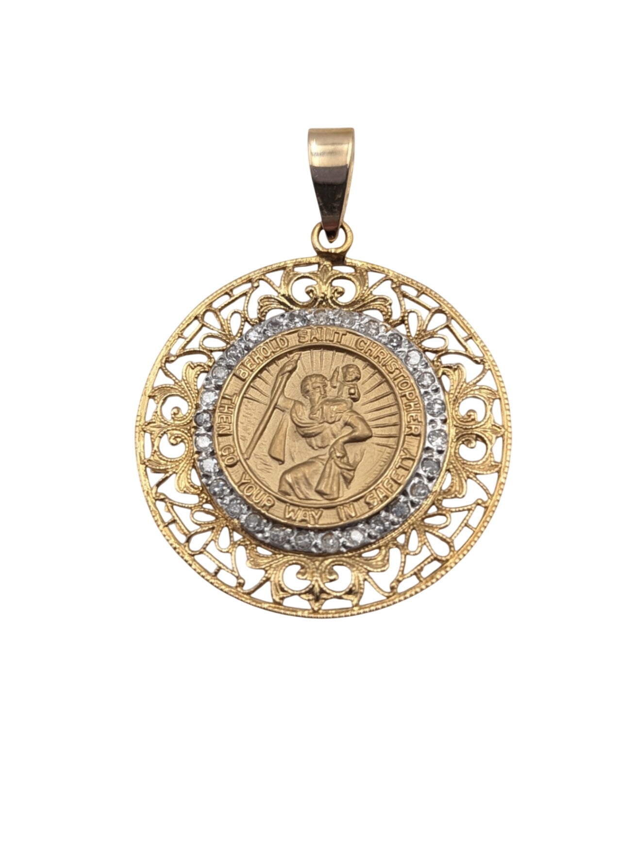 Pendant 14k Yellow Gold St. Christopher w/ Diamonds
