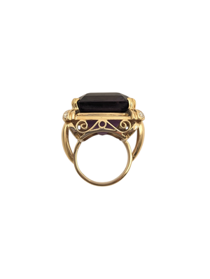 Ring 14k Yellow Gold w/ Large Amethyst & Diamond Accents