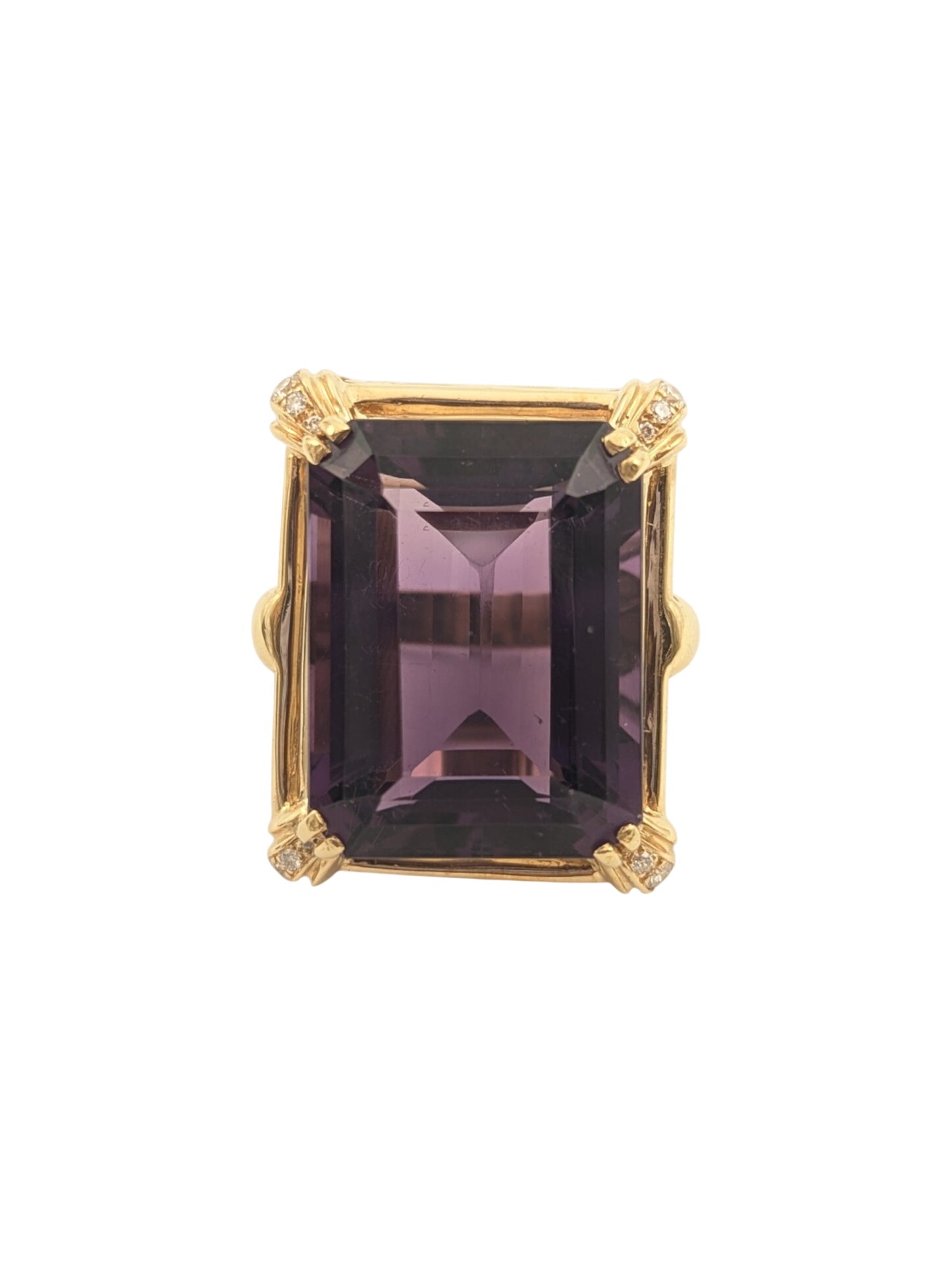 Ring 14k Yellow Gold w/ Large Amethyst & Diamond Accents