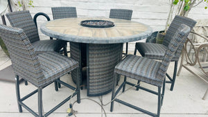 Wicker 7 Piece Fire Pit Set
