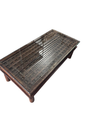 Indian Glass Top Coffee Table