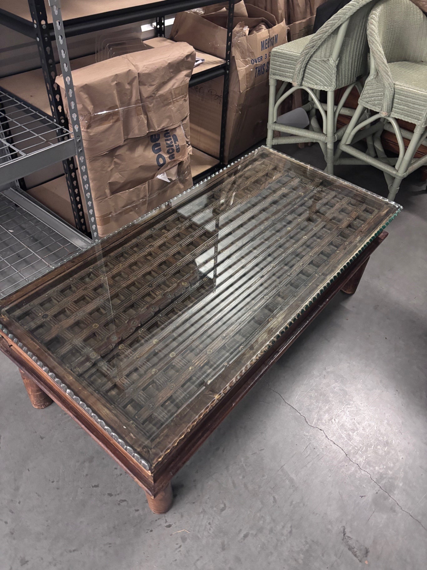 Indian Glass Top Coffee Table