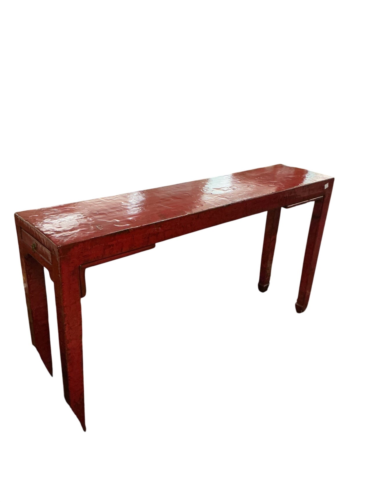 Chinese Red Lacquer Altar Console Table With Side Drawrs