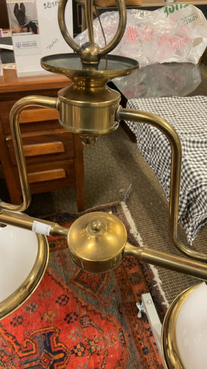 Baldinger Brass Opaline Glass Pendant Lights