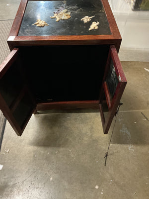 Black Lacquer and Rosewood Cabinet with Soapstone and Bone Inlay