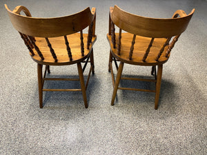 Two Spindle Back Arm Chairs - Pair