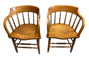 Two Spindle Back Arm Chairs - Pair