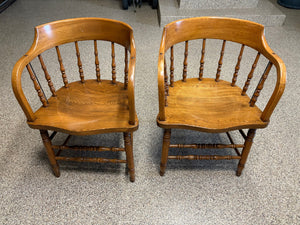 Two Spindle Back Arm Chairs - Pair