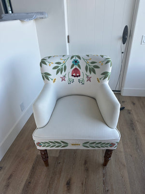 Floral Embroidered Accent Chair