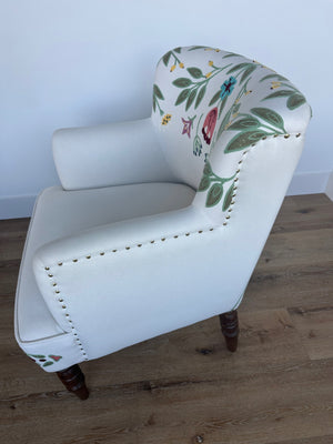 Floral Embroidered Accent Chair