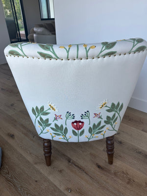 Floral Embroidered Accent Chair