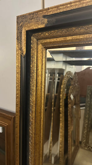 Baroque Style Ebony Wall Mirror with Tortoise & Gilt Design Frame
